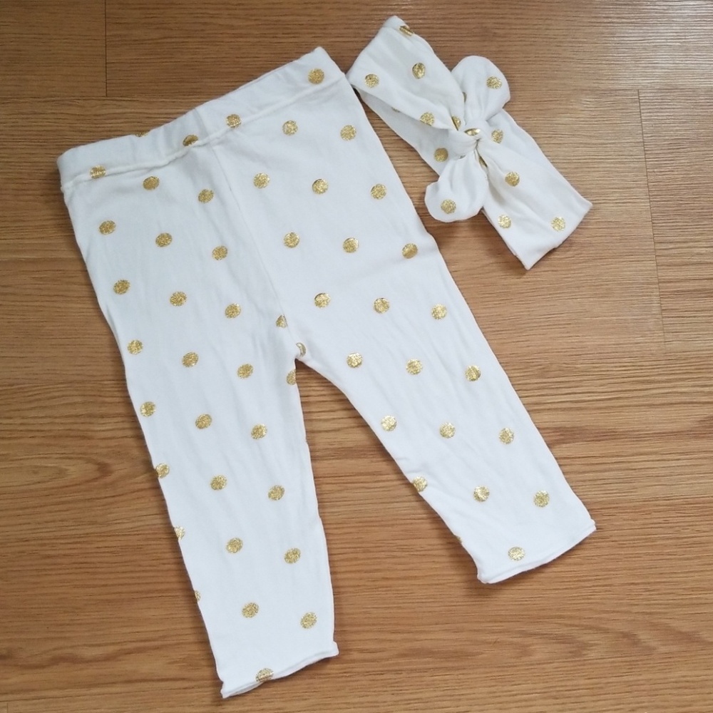 Baby girl legging and knot headband set 6-9 months